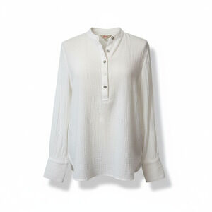 Faherty Women’s Dream Cotton Gauze Collarless Shirt – White – XS